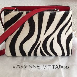 Adrienne Vittadini Zebra print and red leather handbag